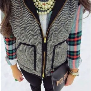 NWT J.Crew Printed quilted puffer herringbone vest